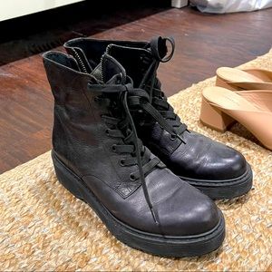 Vince Leather Combat Boots